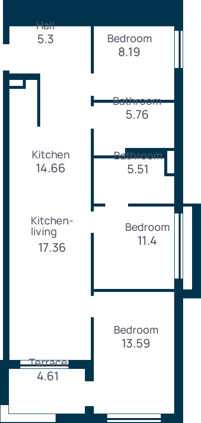 3 room apartment, №18