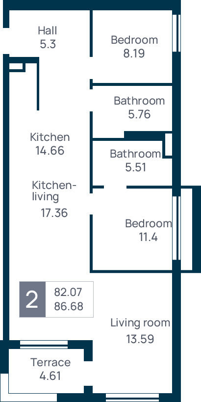 2 room apartment, №24, floor 3
