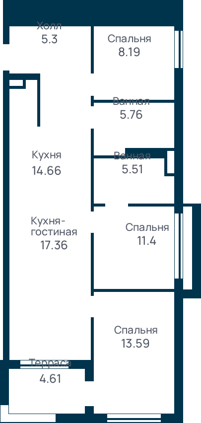 3 комнатная квартира, №6